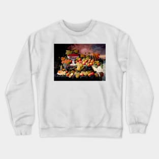 Fruit Still Life in a Landscape by Severin Roesen Crewneck Sweatshirt